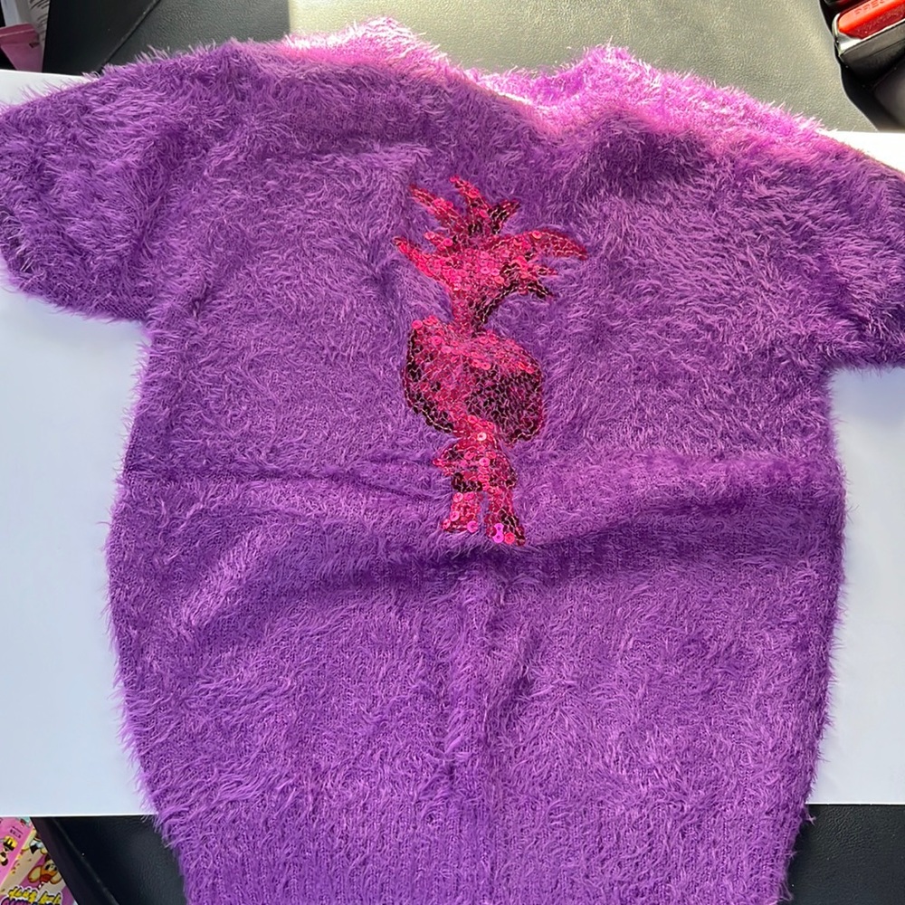 Purple fluffy trolls top